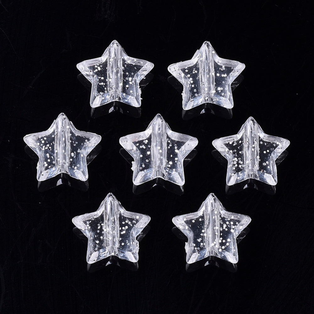 Star Beads (50) - Clear/Glitter