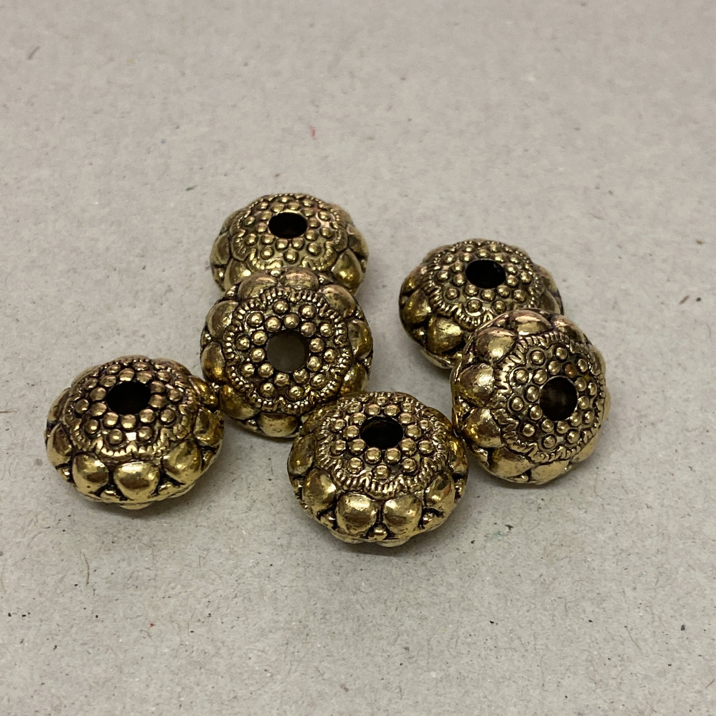 16x10mm UFO (10) - Antique Gold - Vintage Metalised Beads