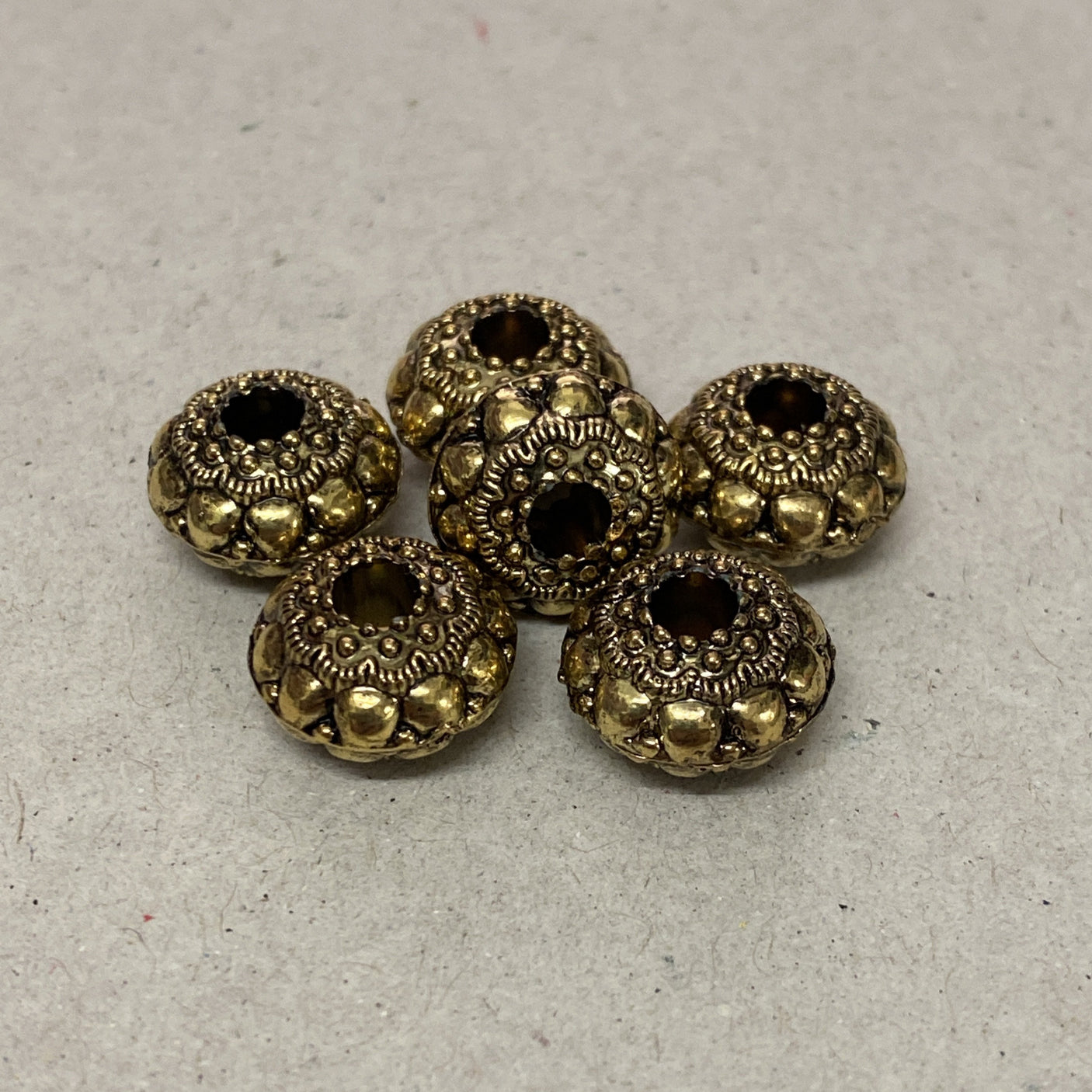 12x8mm UFO (10) - Antique Gold - Vintage Metalised Beads