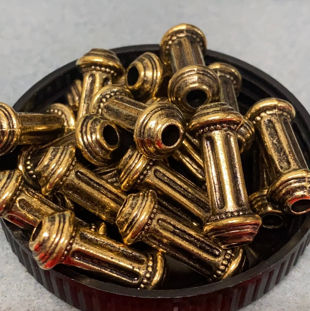 25mm Dog Bone (10) - Antique Gold - Persian Style Vintage Beads