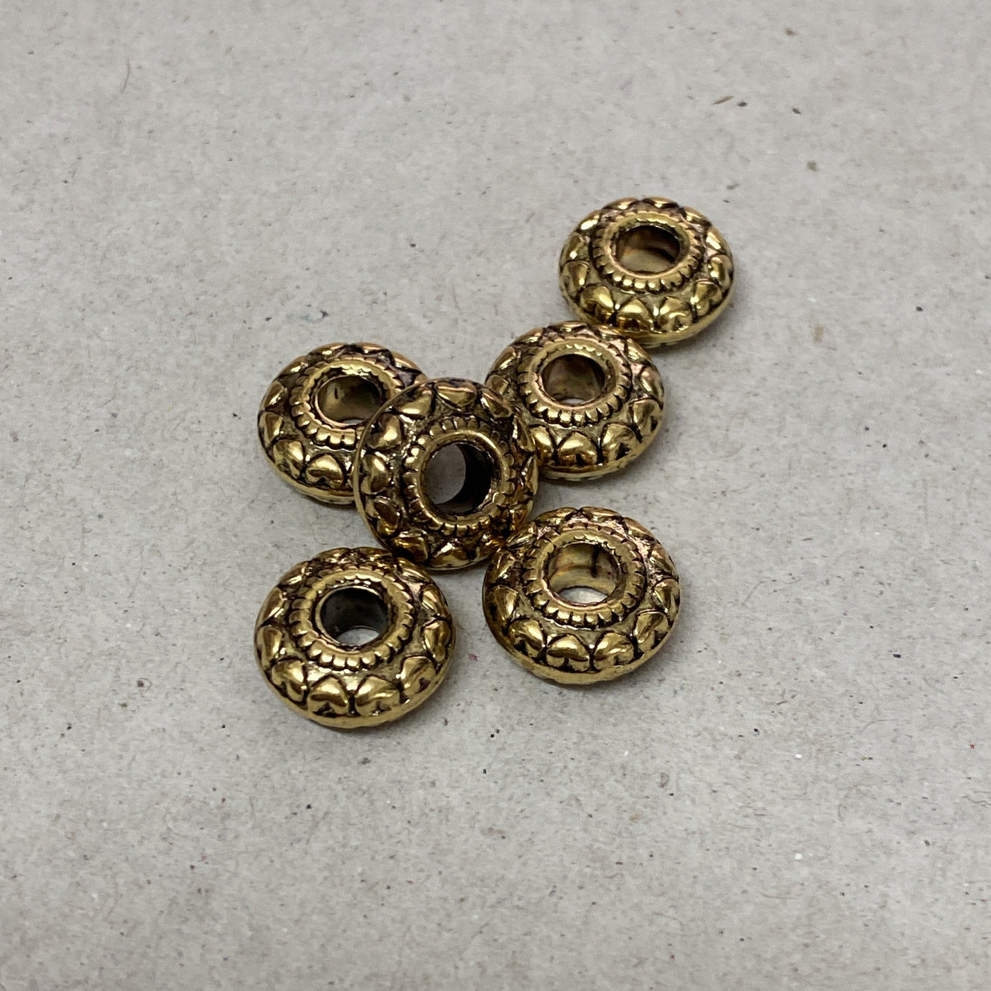 12x5mm Wheel (10) - Antique Gold - Vintage Metalised Beads