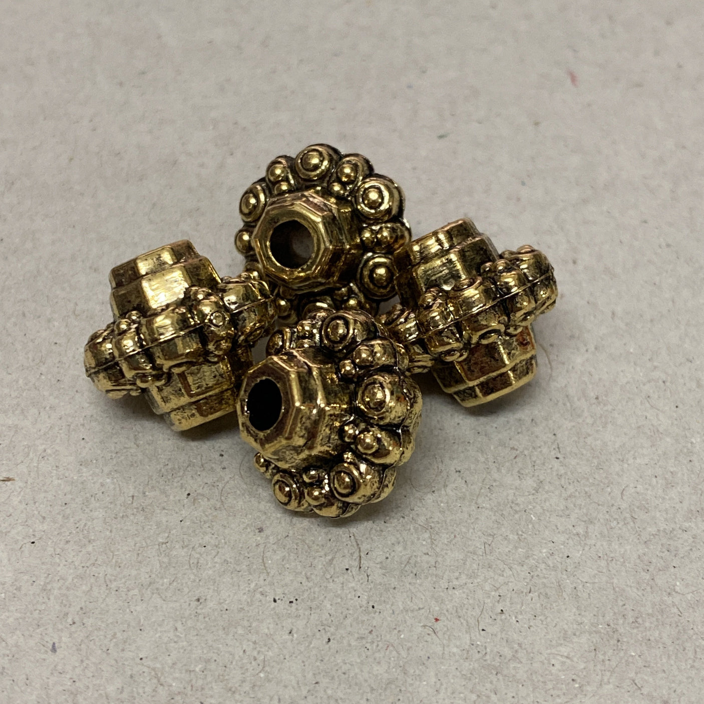 15x16mm Bicone (10) - Antique Gold - Persian Style Vintage Beads