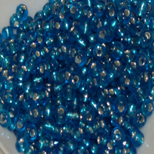 Aqua Blue - 8/0 Silverlined (50g) - Seed Beads