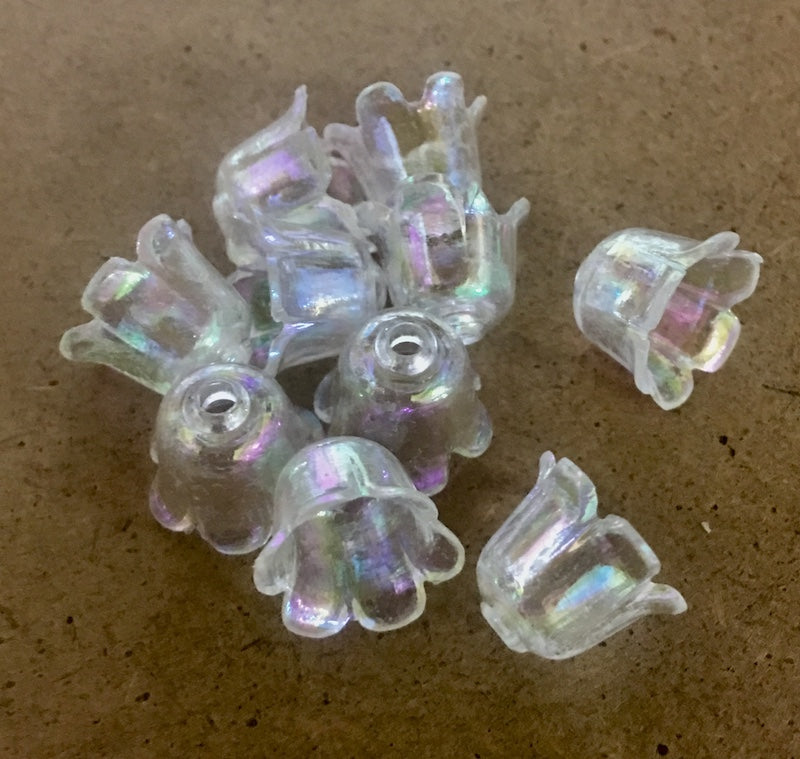 20mm Bell Flower Vintage Lucite Bead (20) - Clear AB