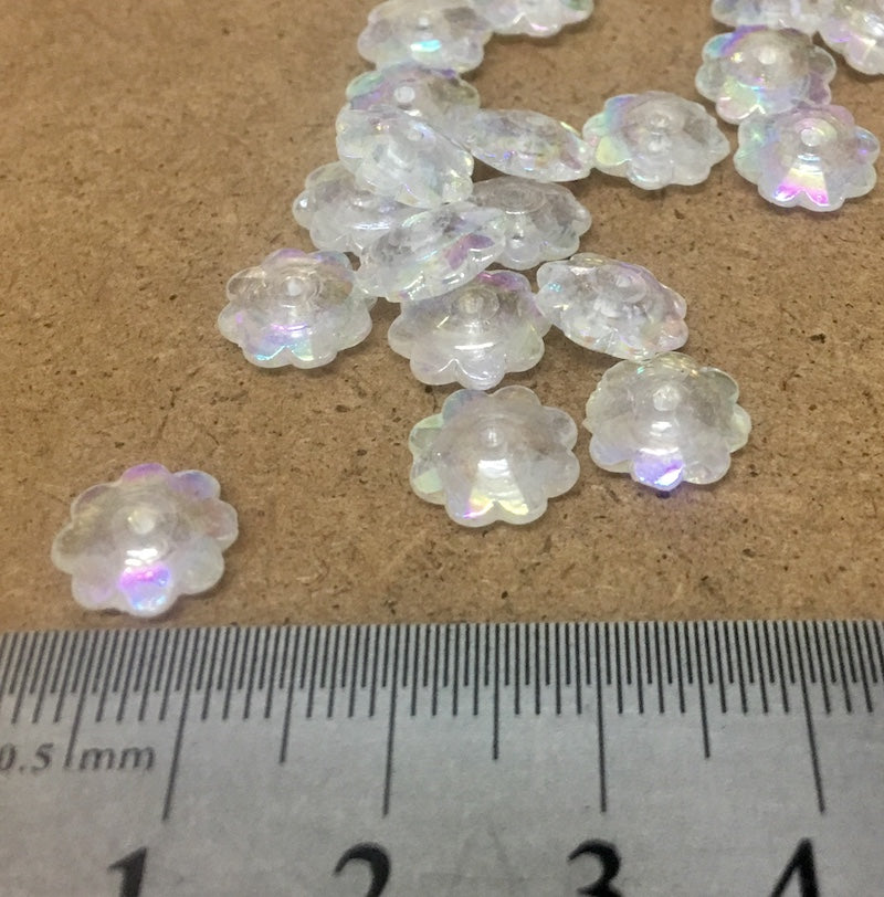 3x8mm Marguerite Flower Vintage Lucite Beads (50) - Clear AB