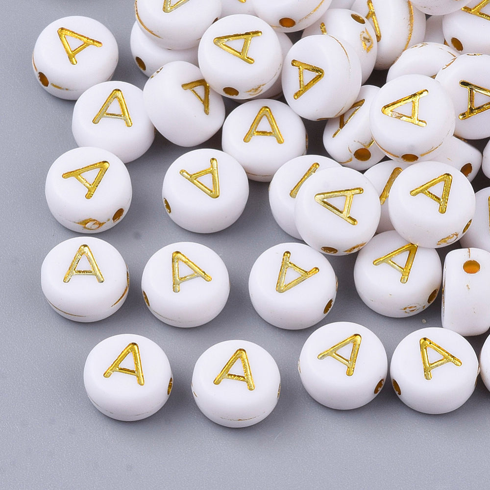 White/Gold Alphabet Beads