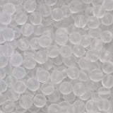 matte transparent glass round beads in a group