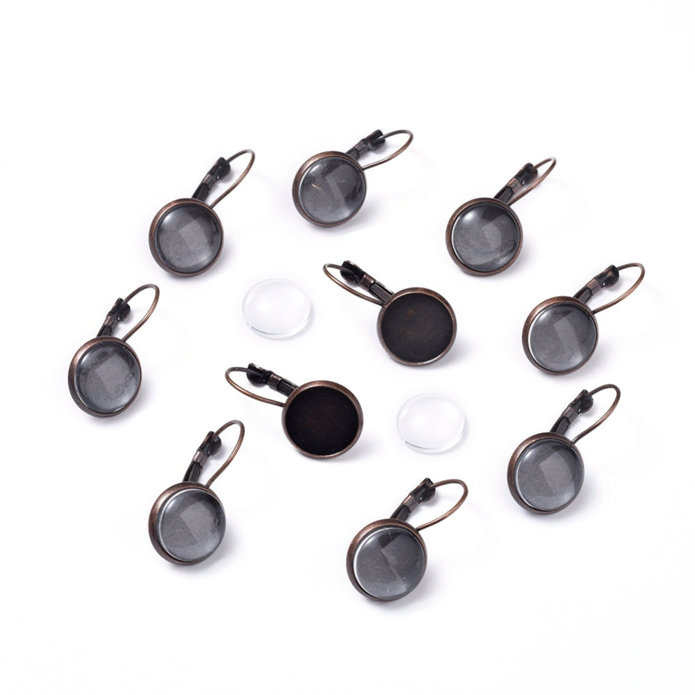 Ear Wires w. Glass Dome (2) - Ancient Brass