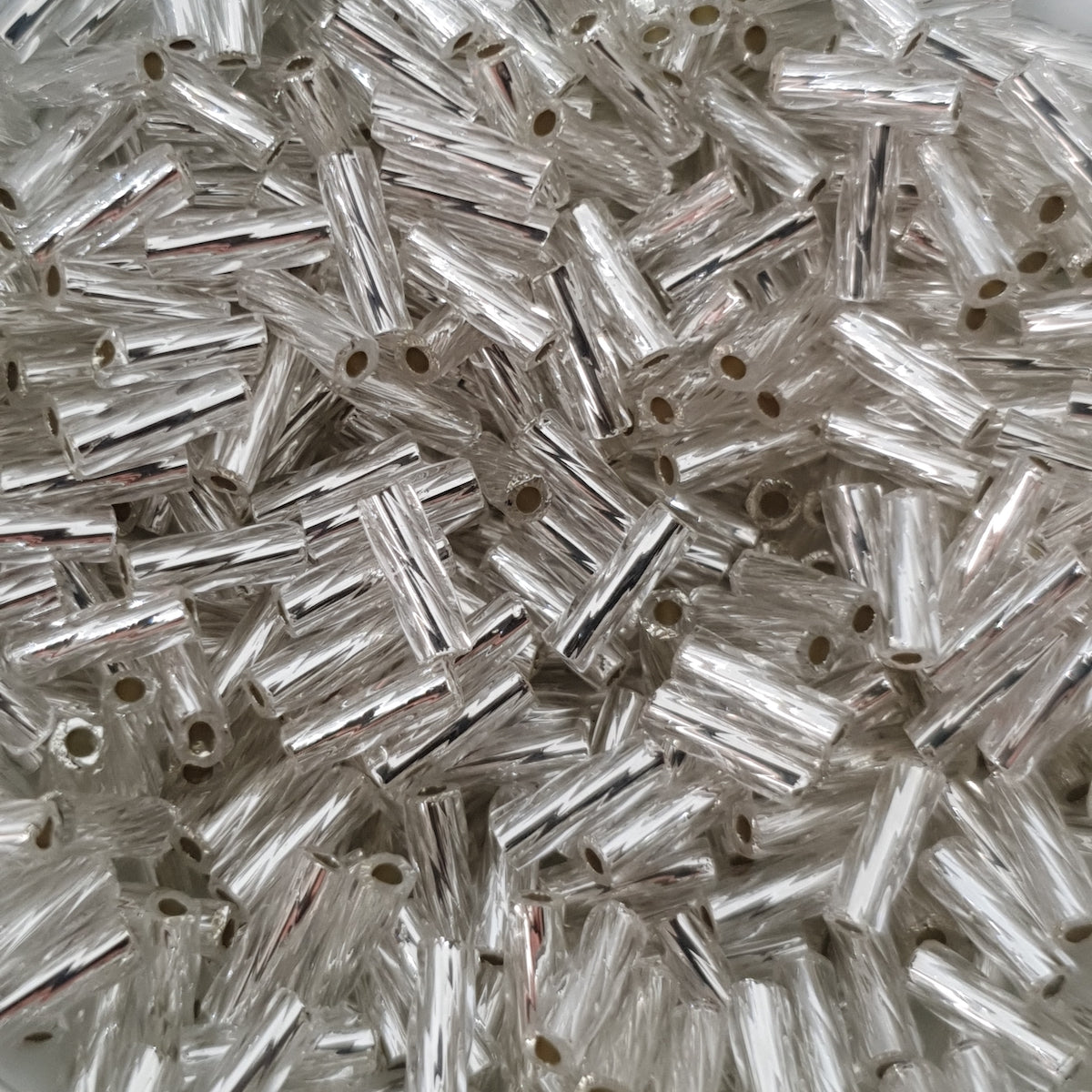 6mm (#34) Silver (Clear) Silverlined - Spiral Bugle  - 15g Tube