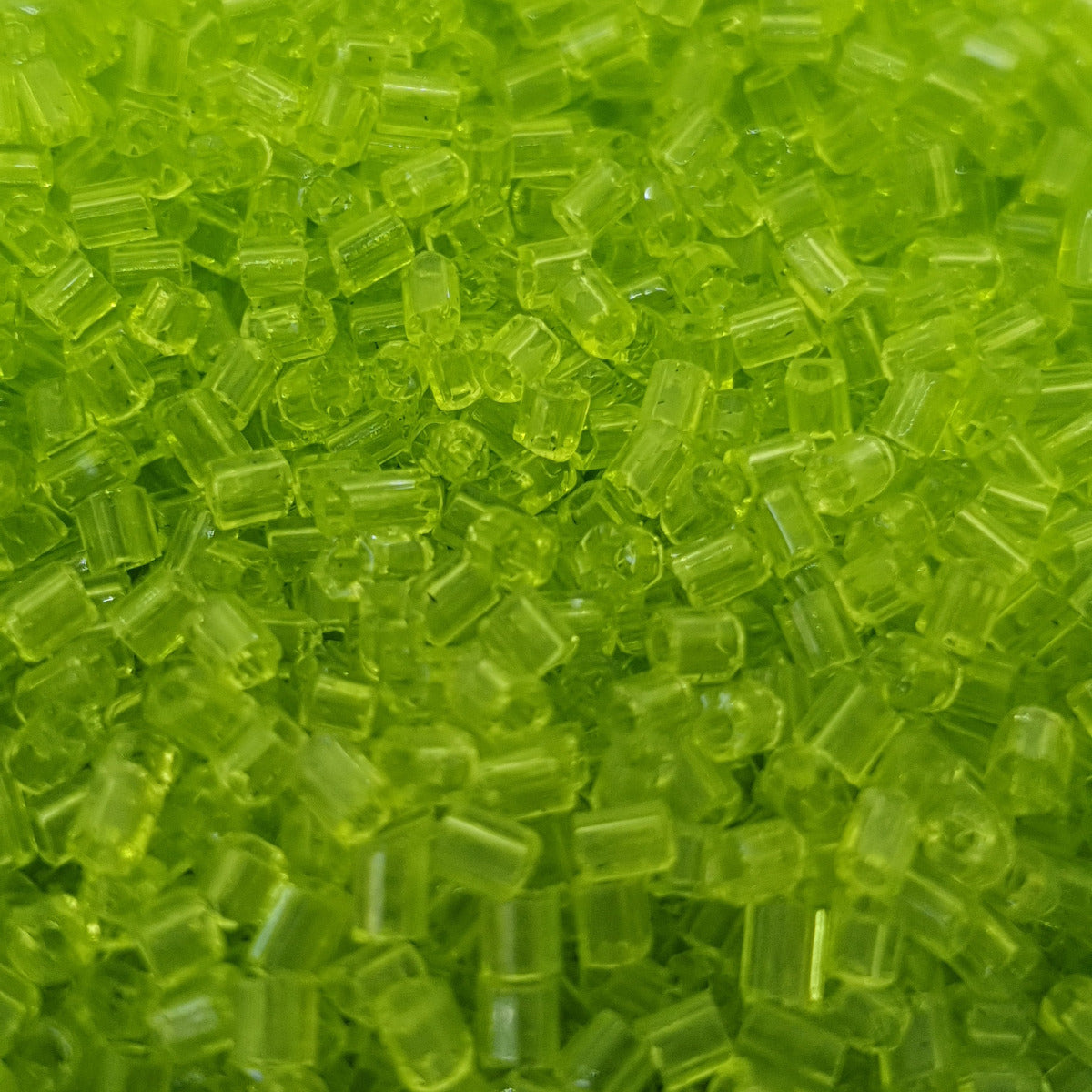 Lime Green - (2-cut) 2mm Transparent (50g) - Bugle Seed Beads