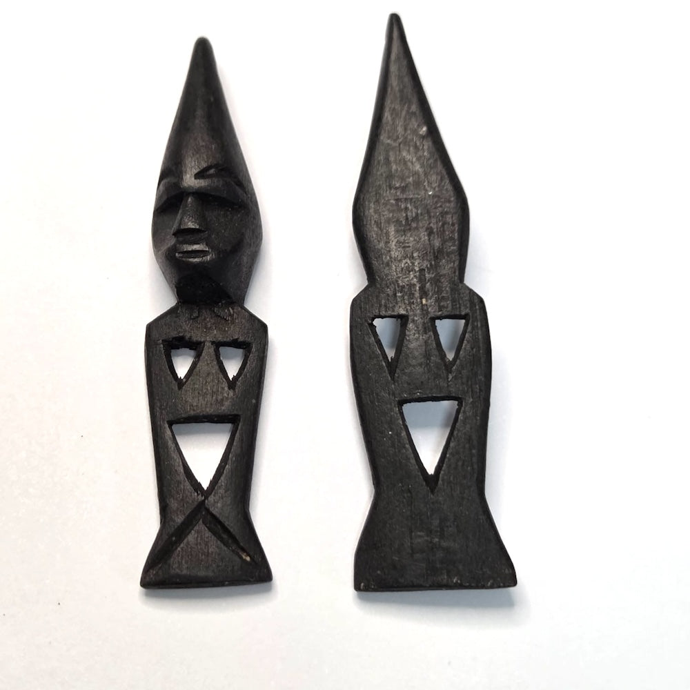 WOOD Tribal Pendant (1) - Pointed Head Dress - Vintage African Carved Pendant
