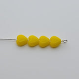 6mm Heart (100) - Yellow Opaque - Vintage Czech Glass Beads