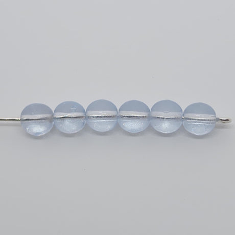 pale blue glass beads on a pin