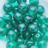 6mm Round (25) - Emerald Transparent - Vintage Czech Glass Beads