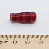 23x9mm Column Minaret (10) - Red Opaque w. Black Swirls - Vintage Czech Glass Beads