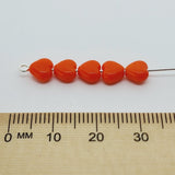 6mm Heart (25) - Orange Opaque Lustre - Vintage Czech Glass Beads
