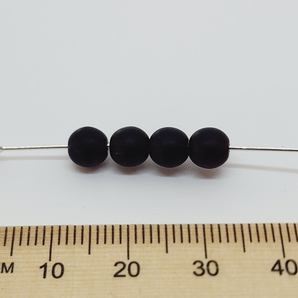 6mm Round (150) - Garnet Frosted - Vintage Czech Glass Beads