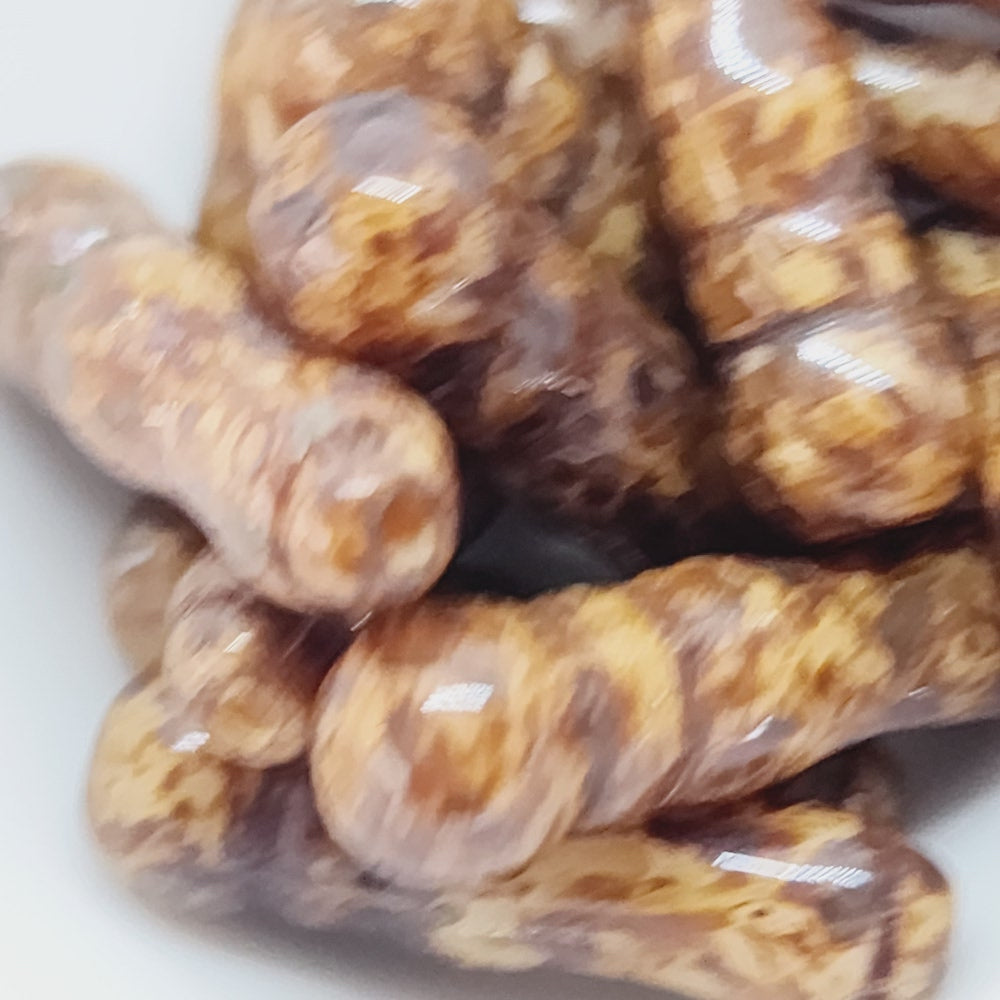 27x7mm Column Minaret (10) - Brown Mottled - Vintage Czech Glass Beads