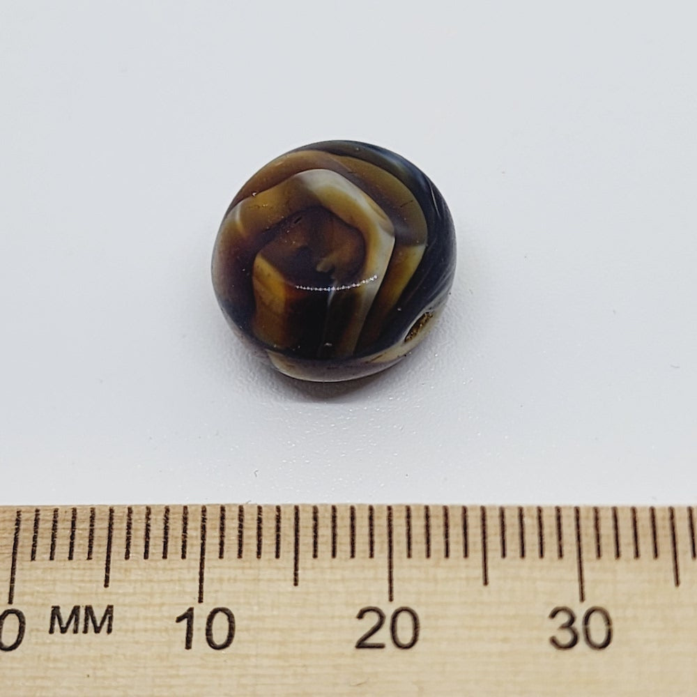 15mm Nugget Czech Glass Beads (10) - Dark Brown Swirl - Bead Shack
