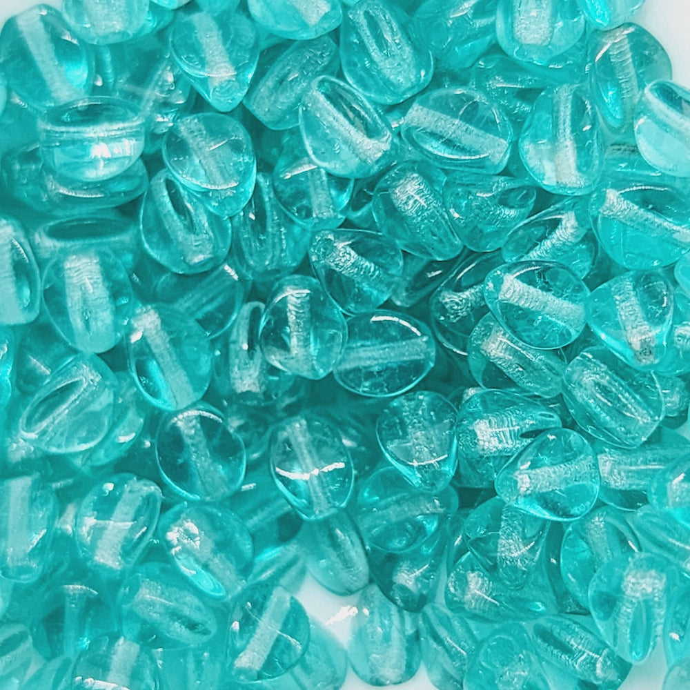 4mm Pinched Czech Glass Beads (50) - Teal Transparent - Bead Shack