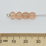 6mm Facet Round (150) - Peach Transparent - Vintage Czech Glass Beads