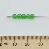 4mm Round (100) - Grass Green Transparent - Vintage Czech Glass Beads
