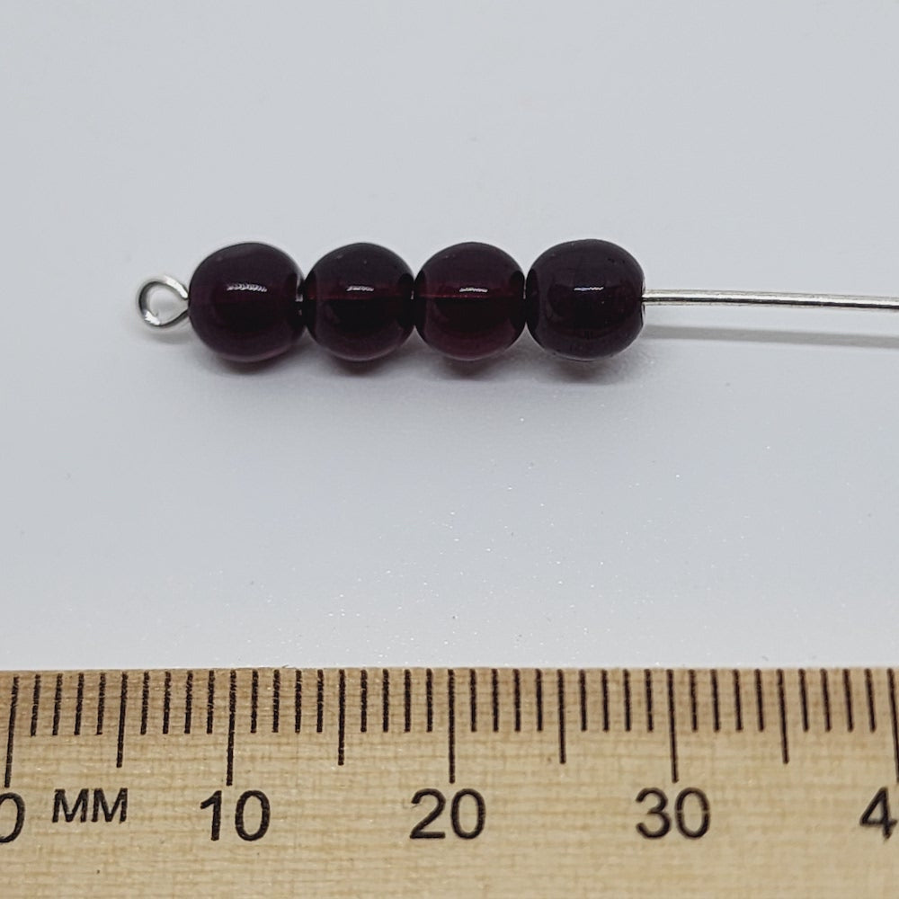 6mm Round (150) - Garnet - Vintage Czech Glass Beads
