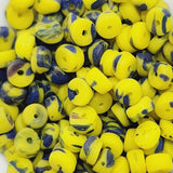 3x5mm Heishi (100) - Yellow/Blue Opaque Swirls - Vintage Czech Glass Beads