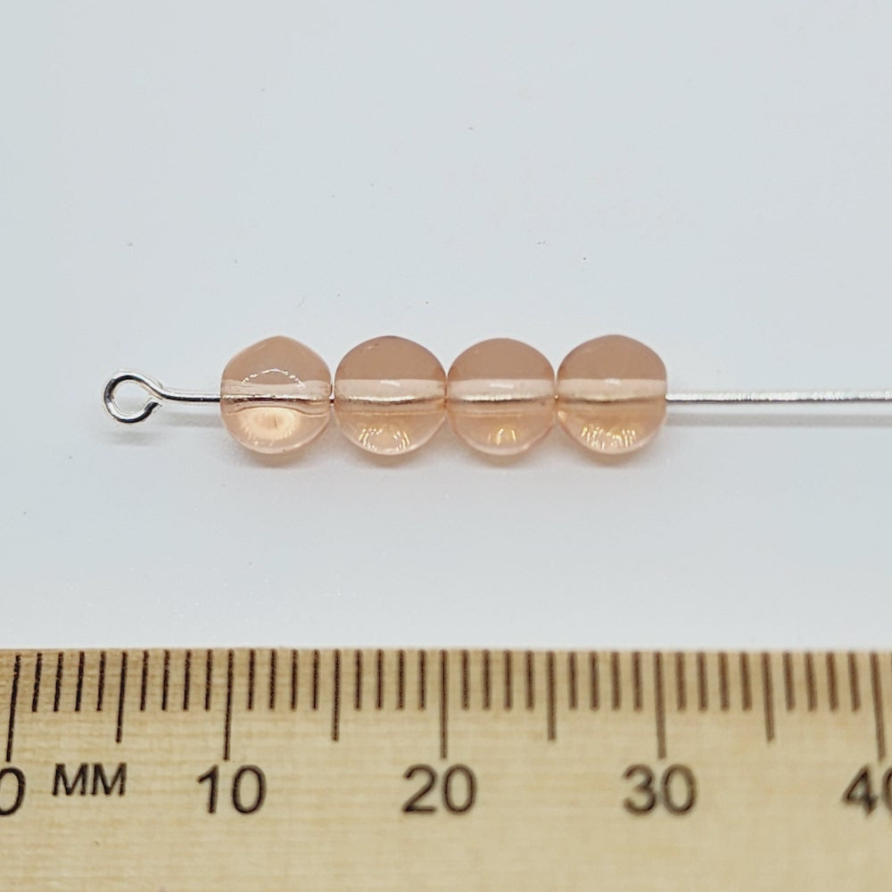 6mm Round (25) - Watermelon Transparent - Vintage Czech Glass Beads