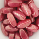 13x5mm Oval (25) - Red Opaque w. Gold Lustre - Vintage Czech Glass Beads