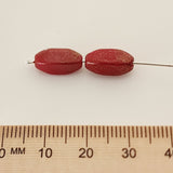 13x5mm Oval (25) - Red Opaque w. Gold Lustre - Vintage Czech Glass Beads