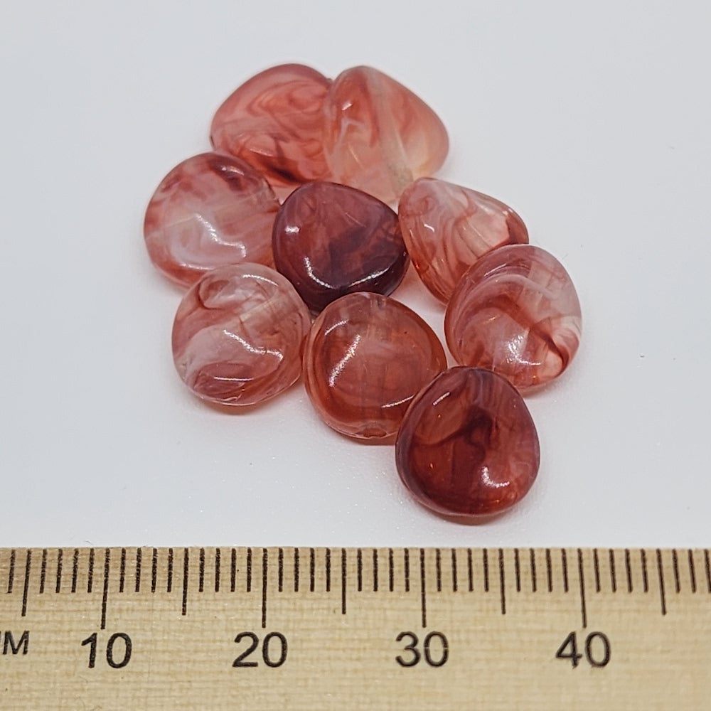10mm Twisted Coin (50) - Ruby - Gemstone Look Vintage Lucite Beads