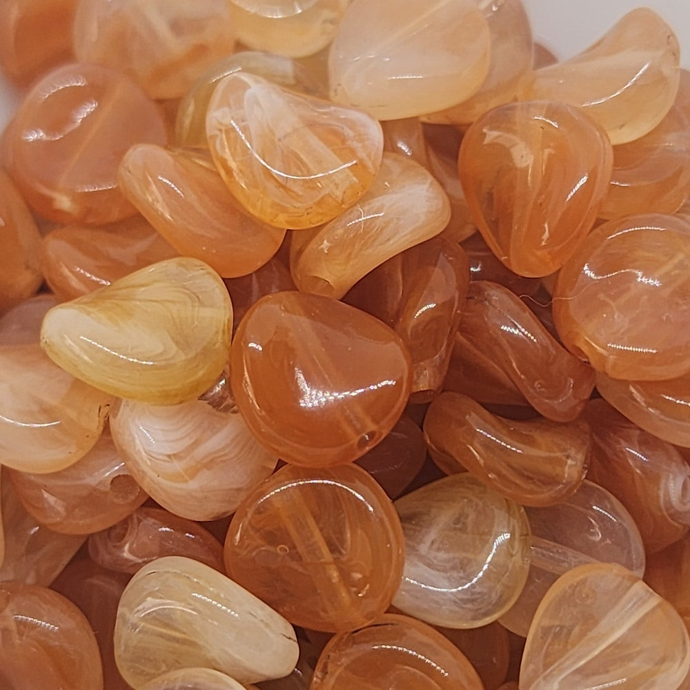 10mm Twisted Coin (50) - Carnelian - Gemstone Look Vintage Lucite Beads