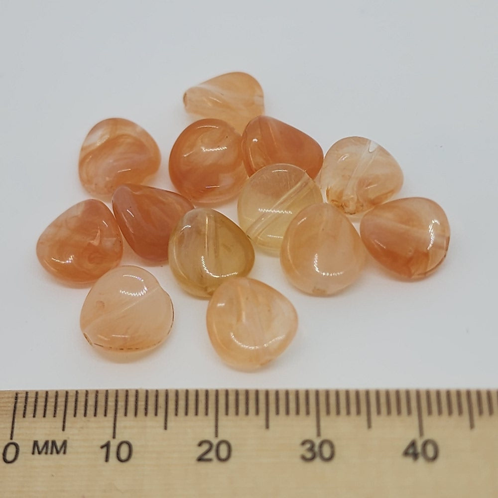 10mm Twisted Coin (50) - Carnelian - Gemstone Look Vintage Lucite Beads