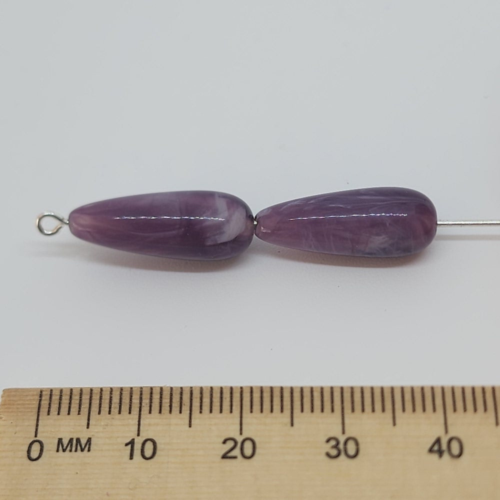 20mm Teardrop Gemstone Look Beads (25) - Amethyst - Bead Shack