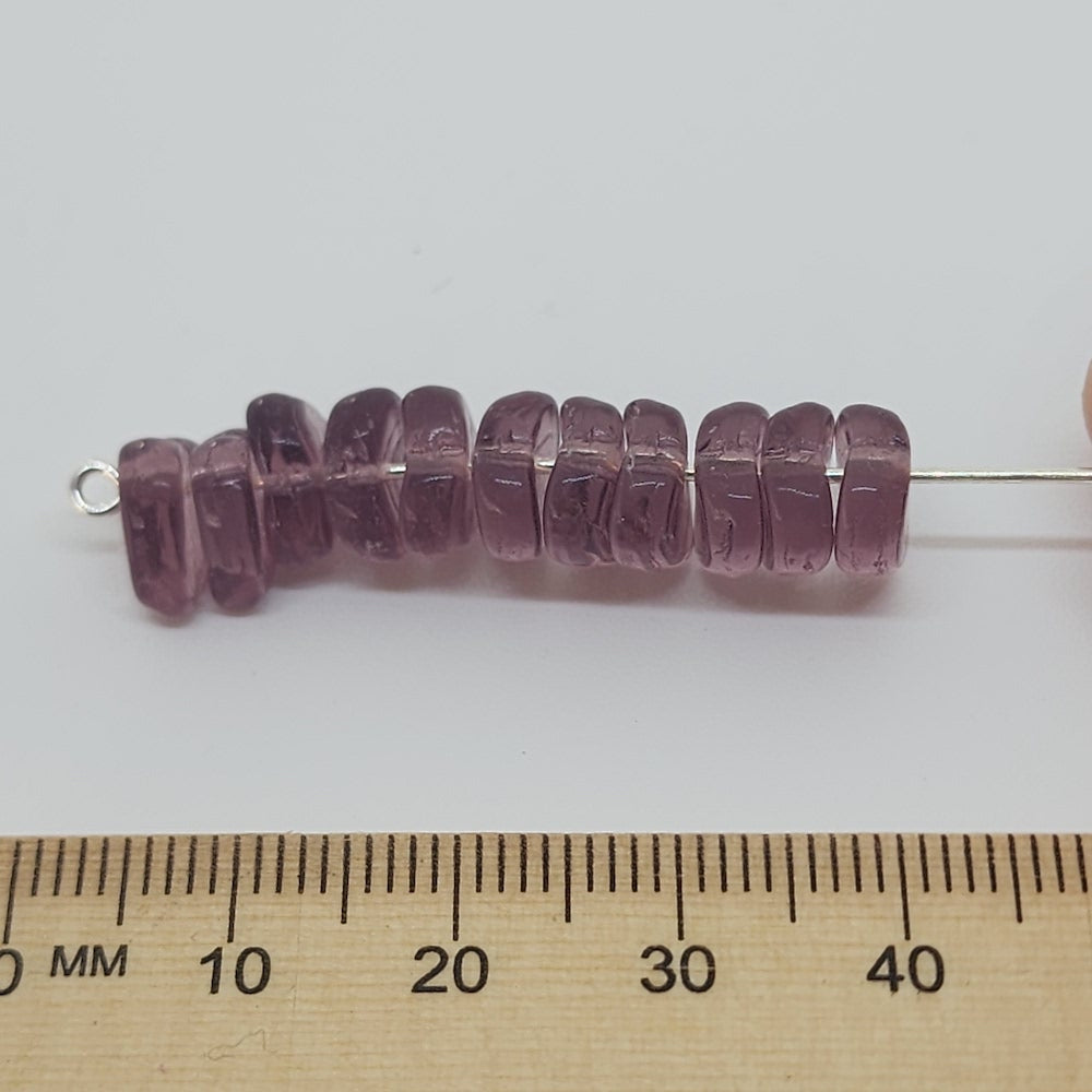 8mm Heart Leaf Czech Glass Beads (25) - Amethyst Transparent - Bead Shack