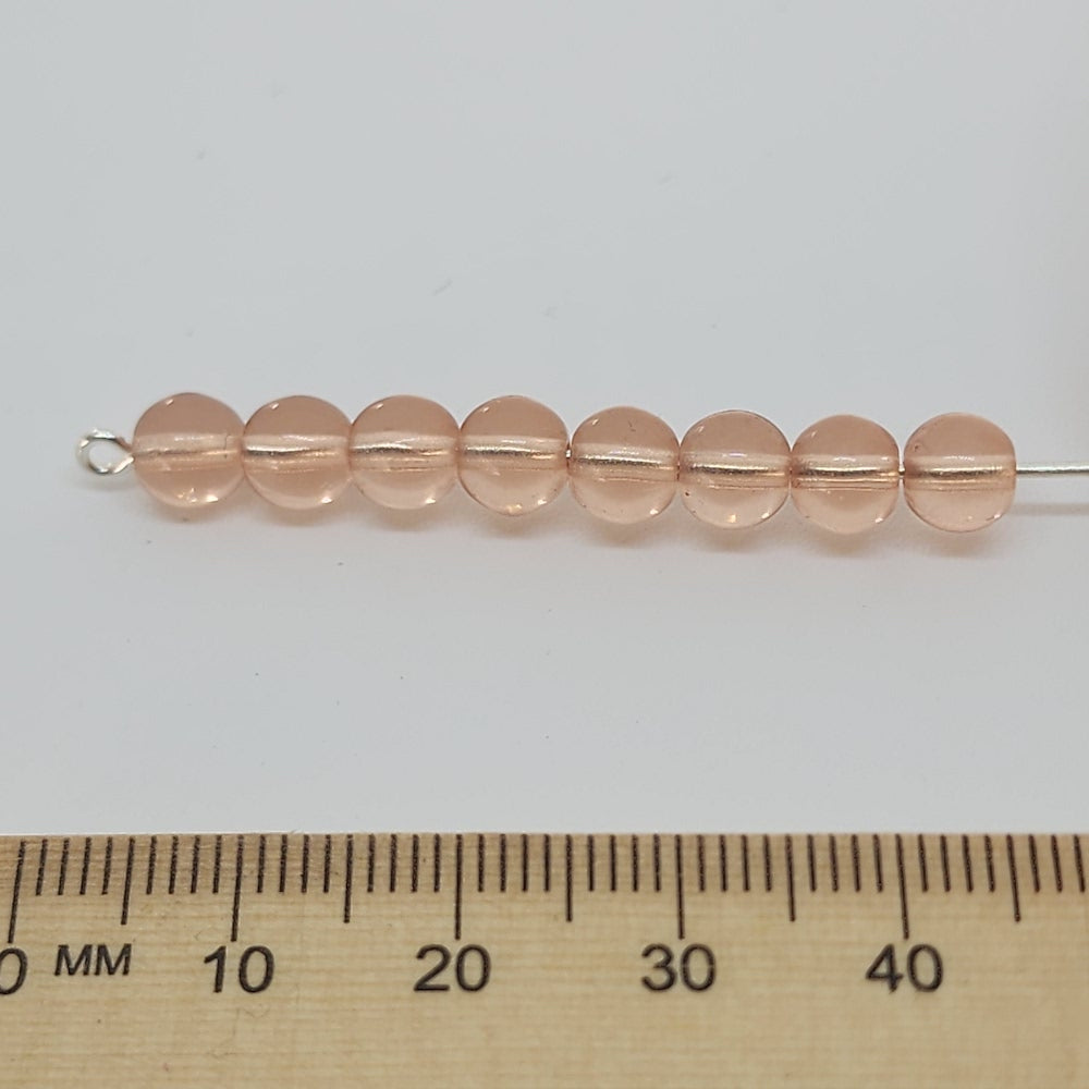 6mm Round (25) - Watermelon Transparent - Vintage Czech Glass Beads