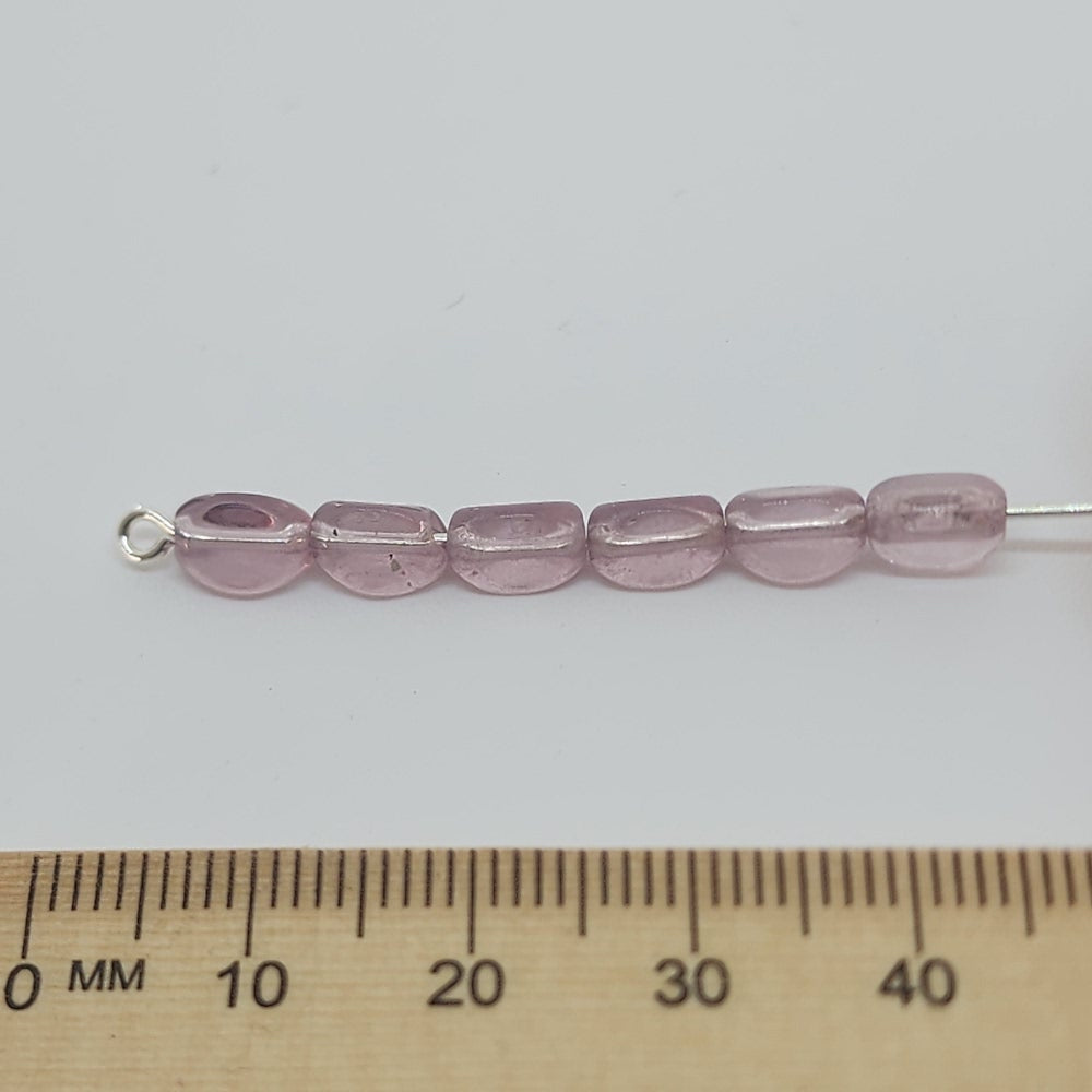 7x4mm Pinched Rice (50) - Transparent Light Amethyst - Vintage Czech Glass Beads
