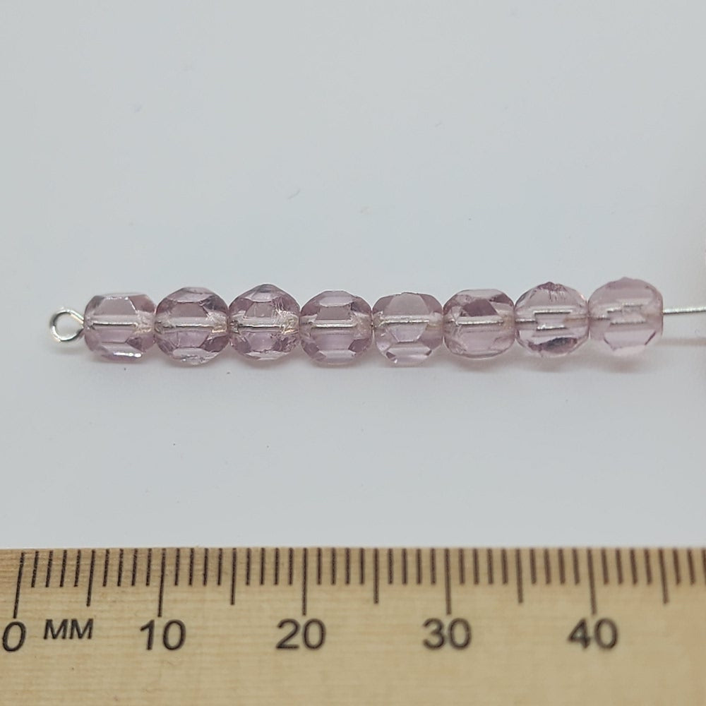 7mm Facet Oval (25) - Medium Amethyst Transparent - Vintage Czech Glass Beads