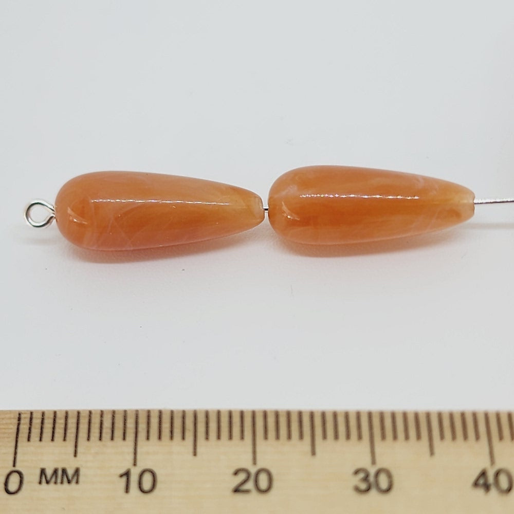 20mm Teardrop (25) - Carnelian - Gemstone Look Vintage Lucite Beads