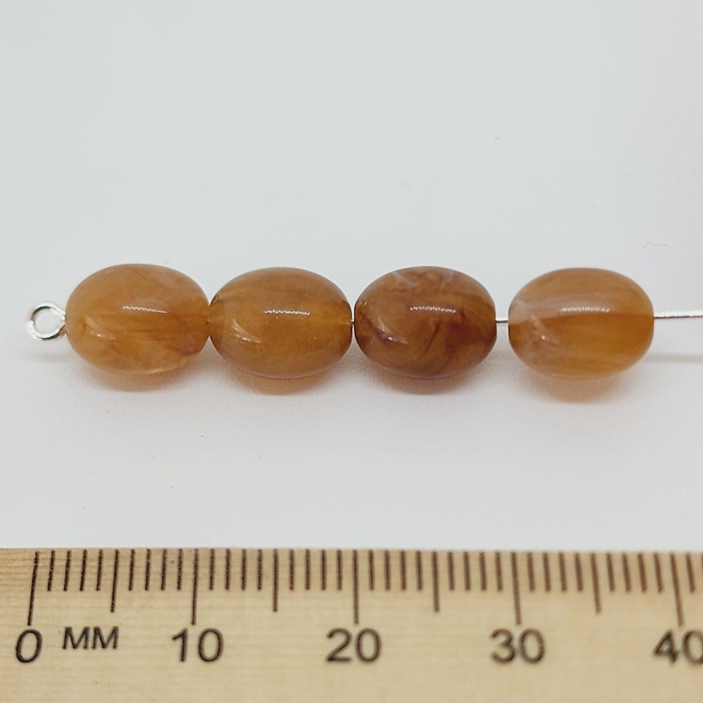10mm Oval (50) - Jasper - Gemstone Look Vintage Lucite Beads