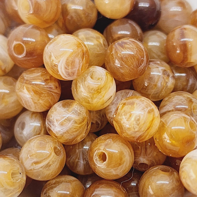 8mm Round (50) - Jasper - Gemstone Look Vintage Lucite Beads - Bead Shack