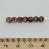 5mm Round (50) - Dark Brown Transparent/White Givre - Vintage Czech Glass Beads