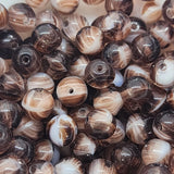 5mm Round (50) - Dark Brown Transparent/White Givre - Vintage Czech Glass Beads