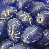 13x10mm Oval (10) - Blue Transparent w. Gold - Vintage Czech Glass Beads