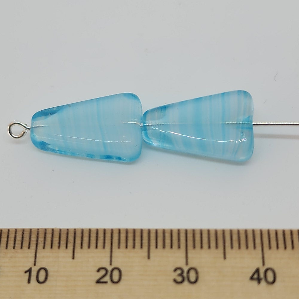17x11mm Triangle Centre Drilled Czech Glass Beads (10) - Blue Givre - Bead Shack