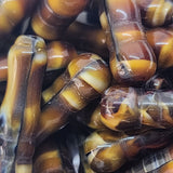 27x7mm Column Minaret (10) - Dark Brown Opaque Swirl - Vintage Czech Glass Beads