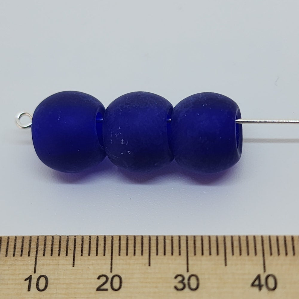 9x11mm Round (25) - Navy Blue Transparent Frosted - Vintage Czech Glass Beads