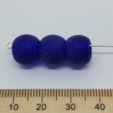 9x11mm Round (25) - Navy Blue Transparent Frosted - Vintage Czech Glass Beads