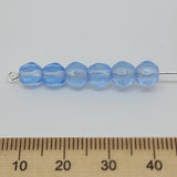 6mm Facet Round (150) - Water Blue Transparent - Vintage Czech Glass Beads